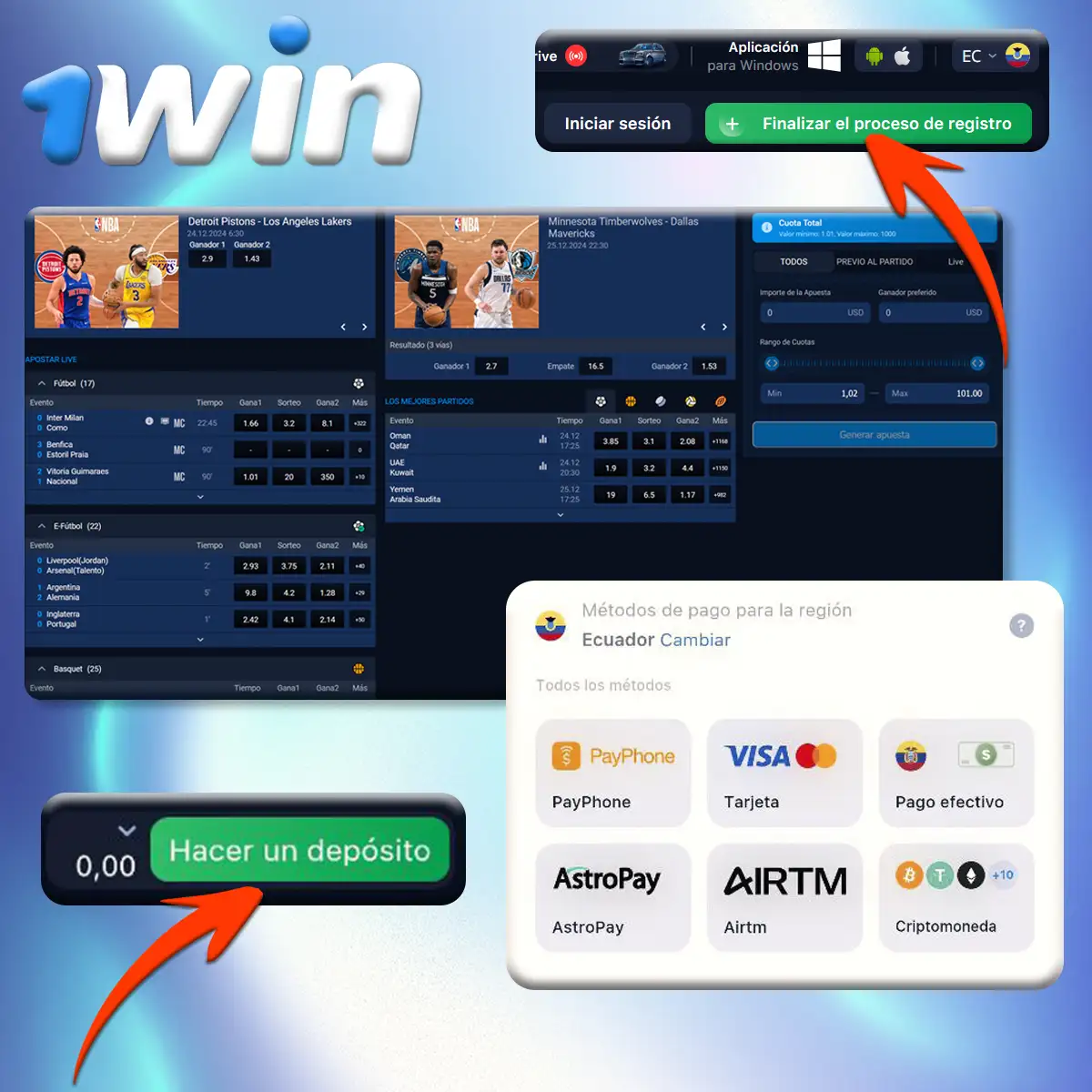 Cómo comenzar a apostar en 1win Ecuador