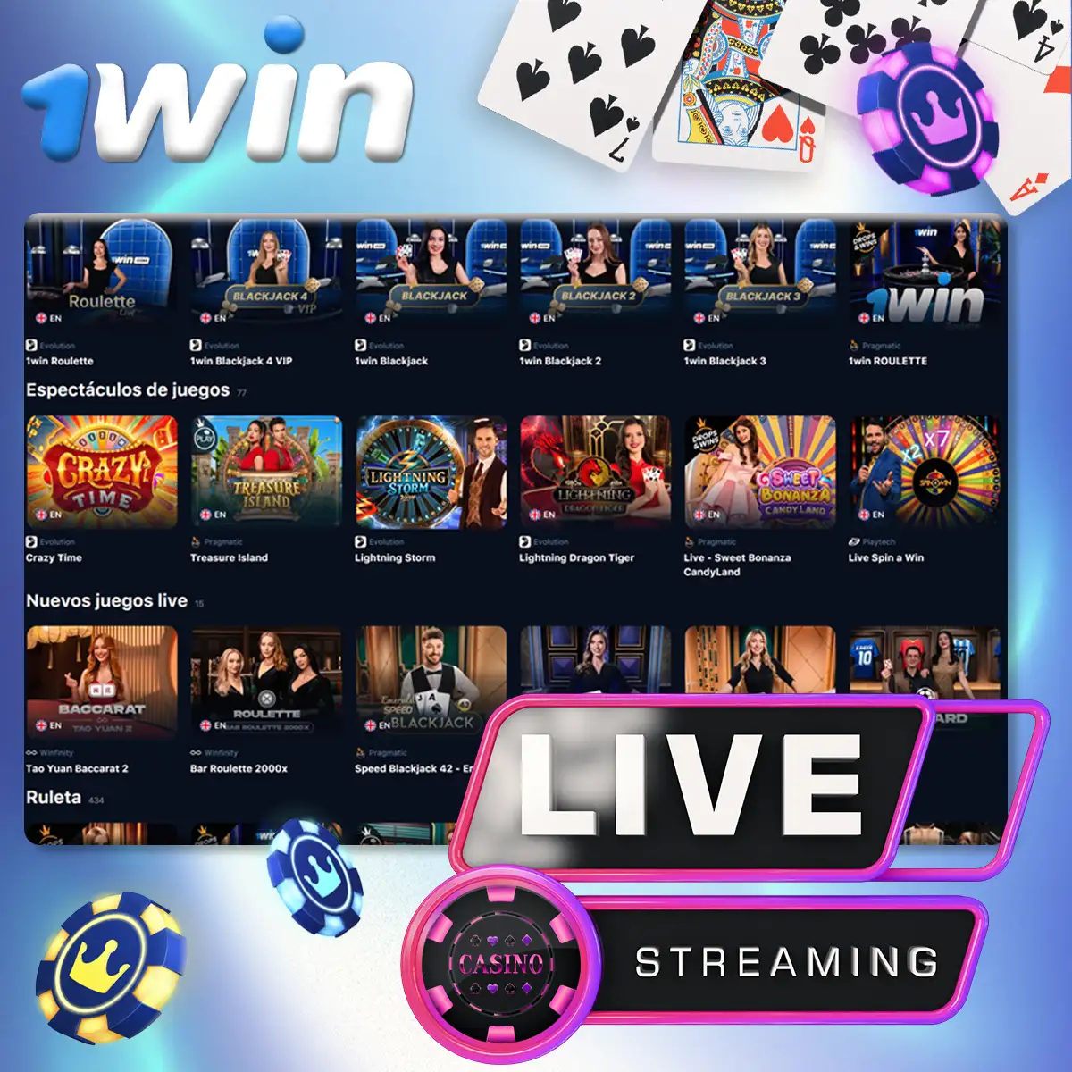 Juegos en vivo en Ecuador en 1Win