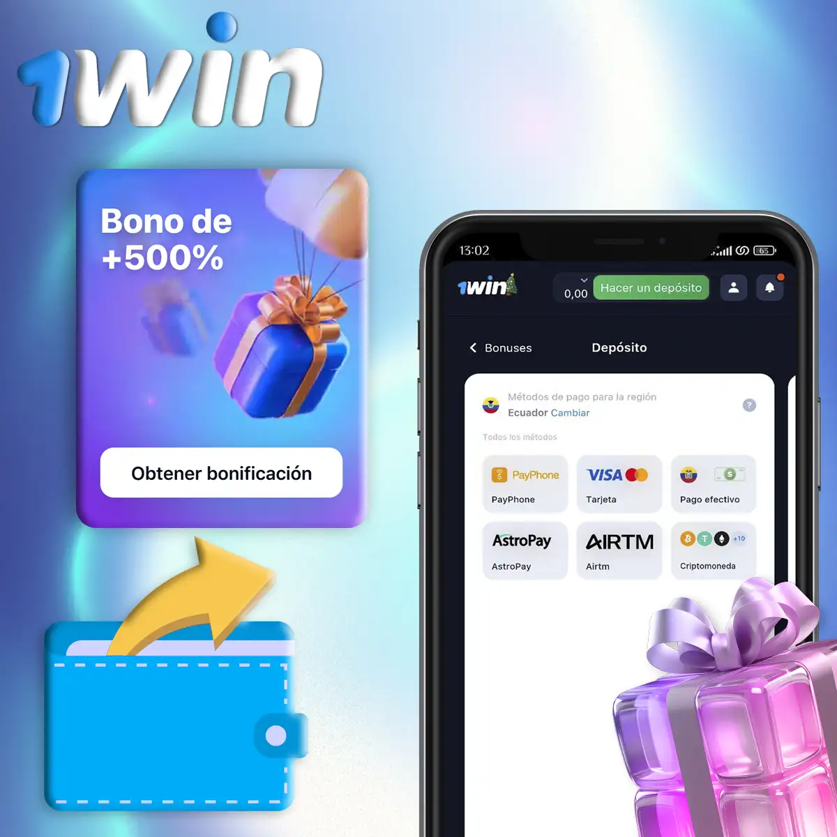 ¿Cómo obtengo un bono de bienvenida tras registrarme en 1win?