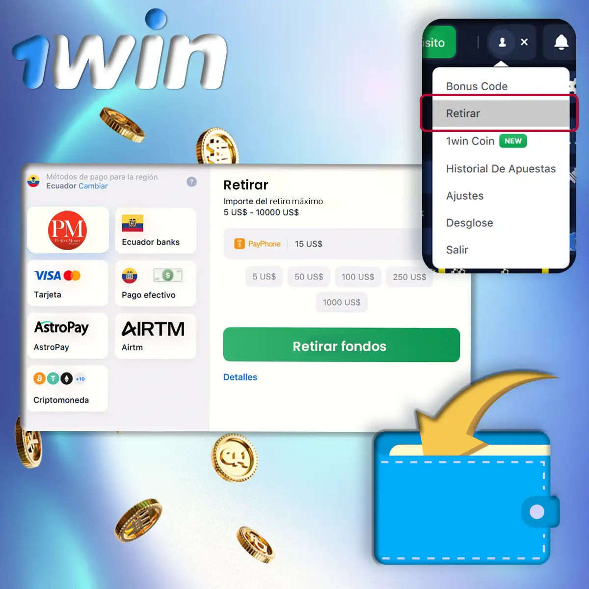 Retire sus ganancias de 1win Aviator